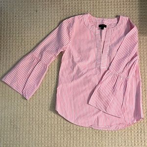 J Crew Pink and White bell-sleeved top. Size 0P
